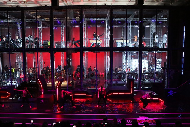 A model walks the runway at the Plein Sport show during Milan Men's Fashion Week Fall/Winter 2017/18 on January 14, 2017 in Milan, Italy.