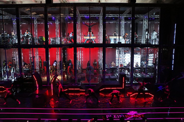 A model walks the runway at the Plein Sport show during Milan Men's Fashion Week Fall/Winter 2017/18 on January 14, 2017 in Milan, Italy.